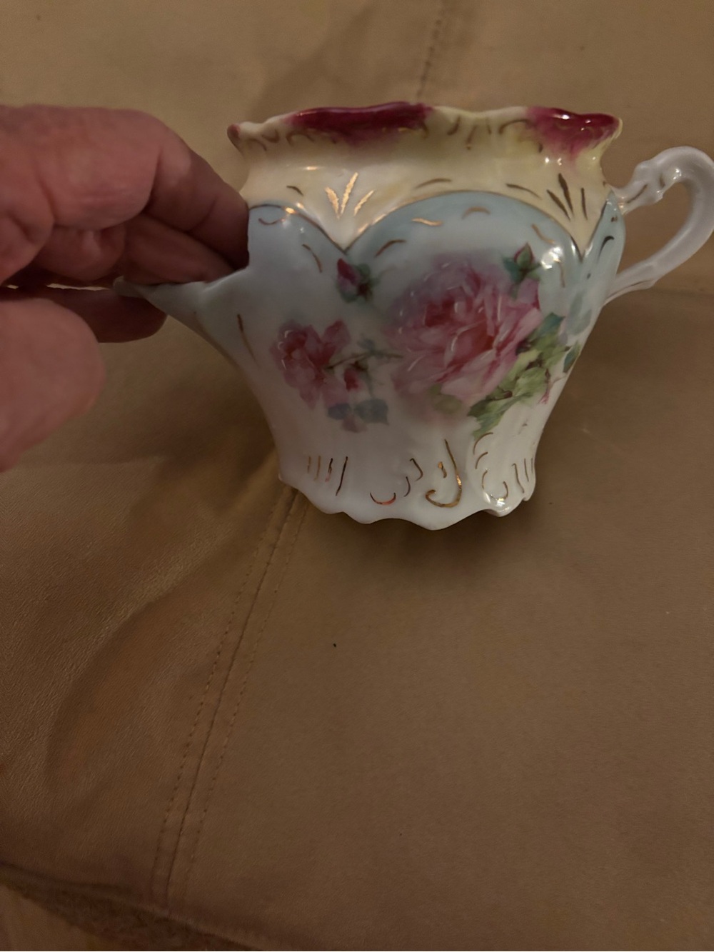 BEAUTIFUL HAND PAINTED VINTAGE MENS SHAVING CUP - PRISTINE